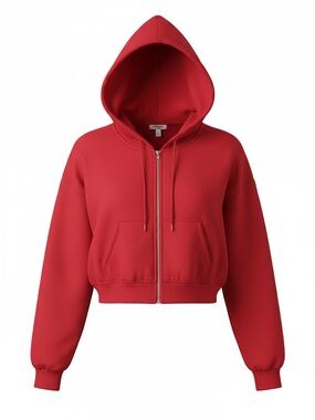 Refuge Red Zip-Up Cropped Hoodie